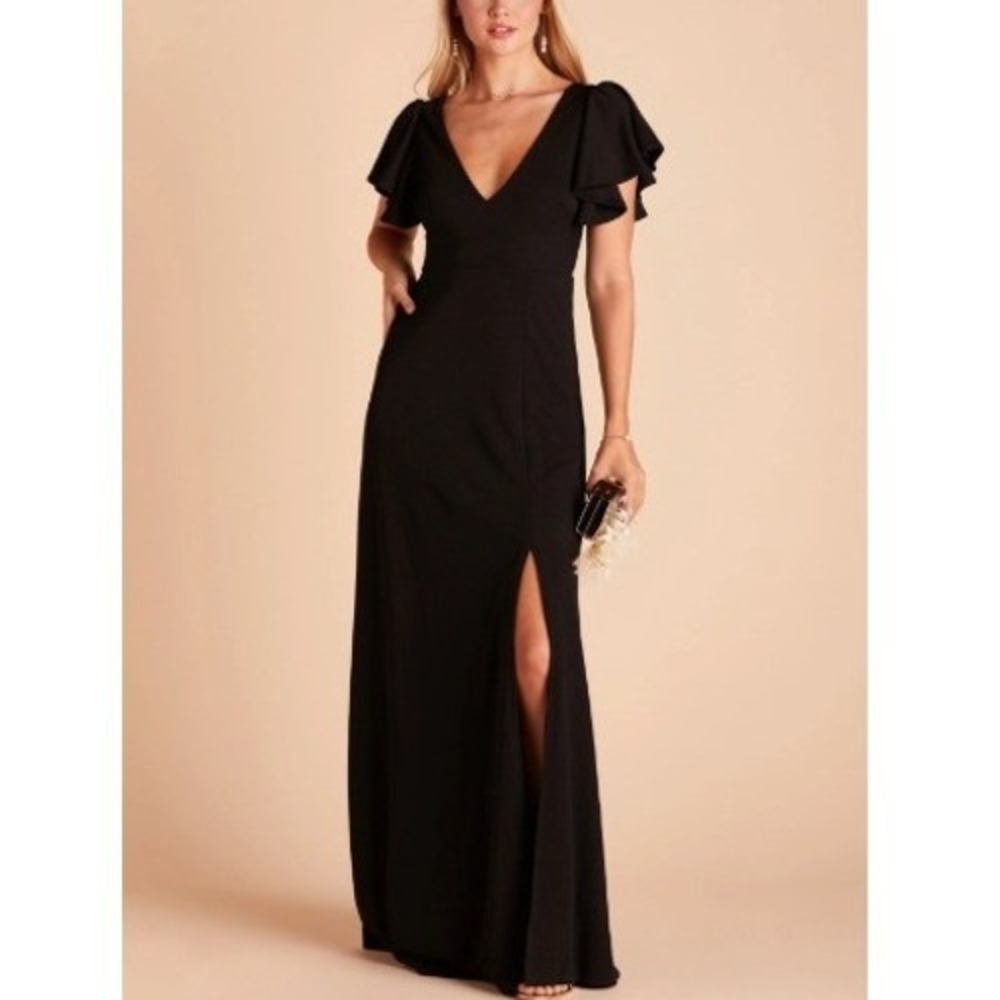 Birdy Grey Black Maxi Dress with Flutter Sleeves